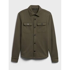 New Banana Republic Jacket Mens Large Green Chest Pockets Organic Terry Shacket